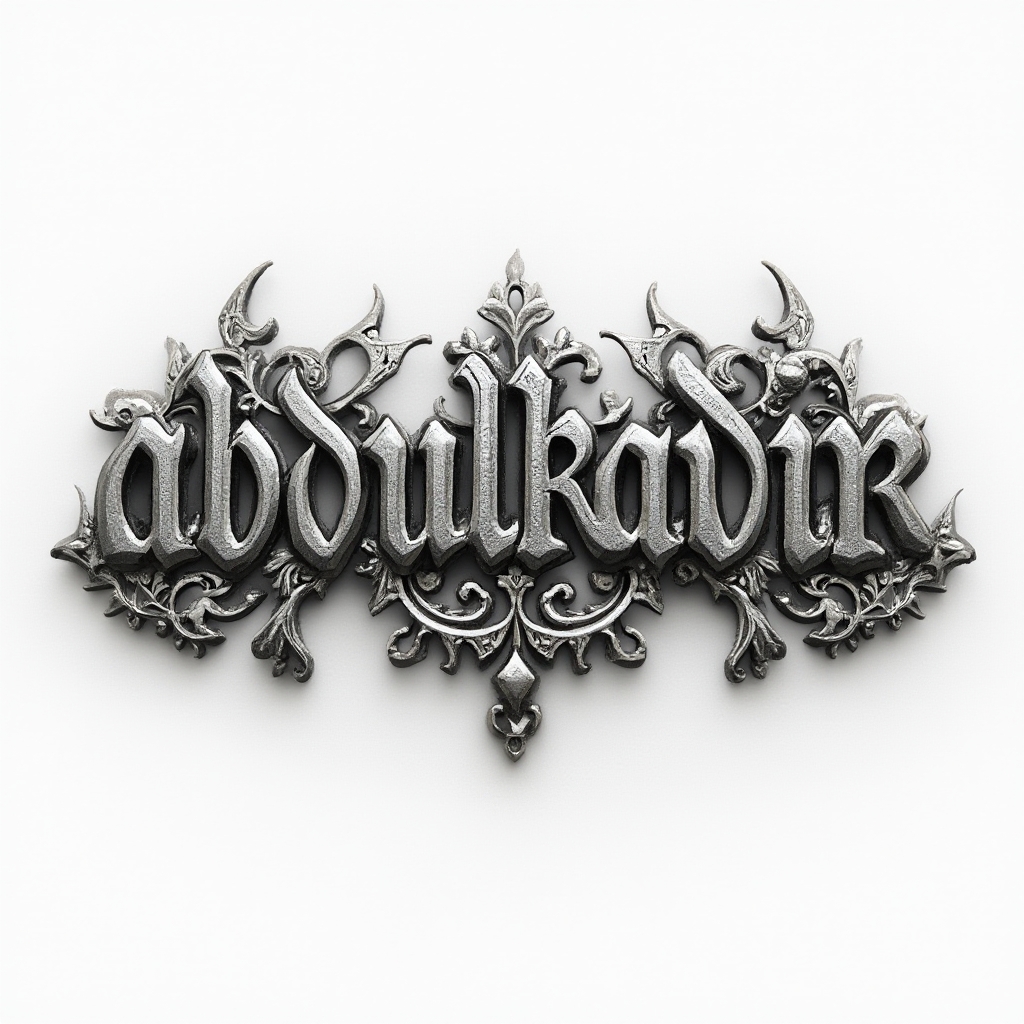 Ornamental dimensional tattoo emblem featuring the name abdulkadir