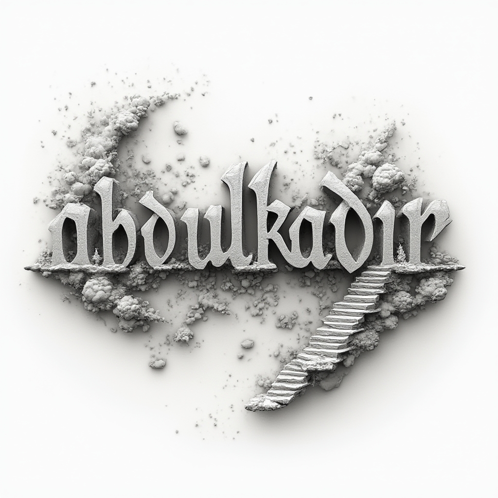 Surreal architectural dreamscape tattoo concept forming the name abdulkadir