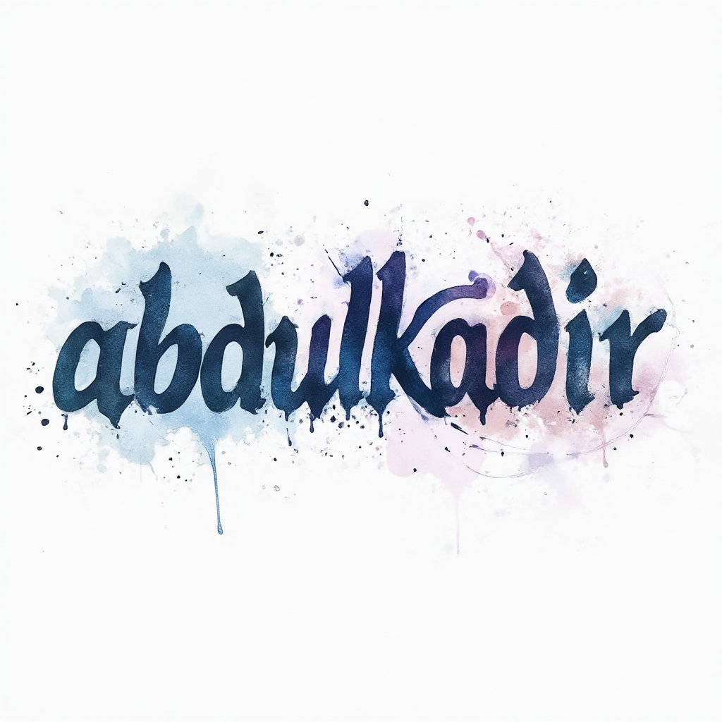 Watercolor splash tattoo design of the name abdulkadir on a white background