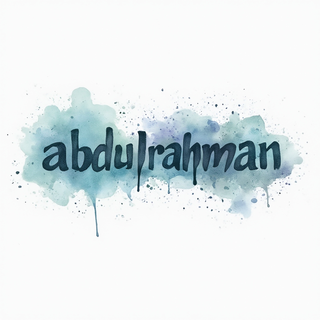 Watercolor-style artistic lettering tattoo concept of the name abdulrahman on a white background