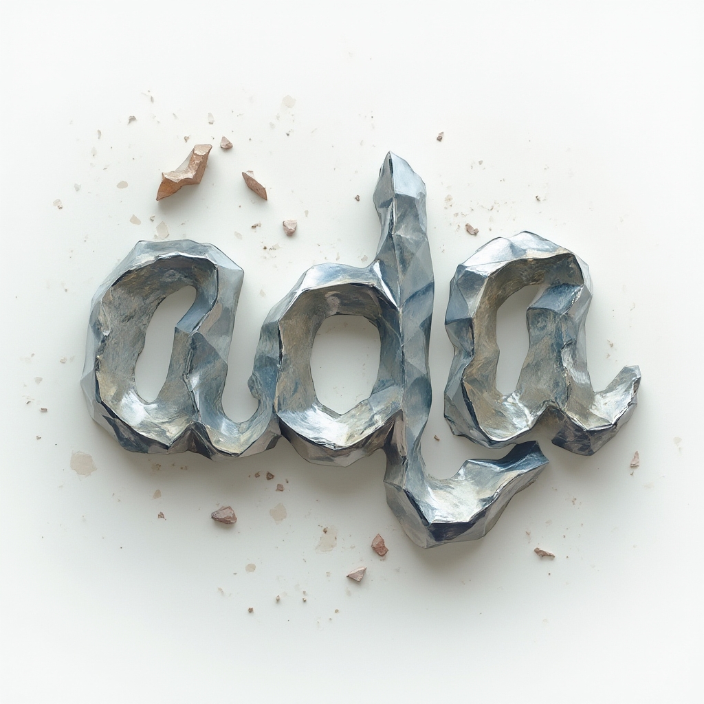 Surreal tattoo concept of the name ada formed from impossible 3D ribbon letters on a white background.