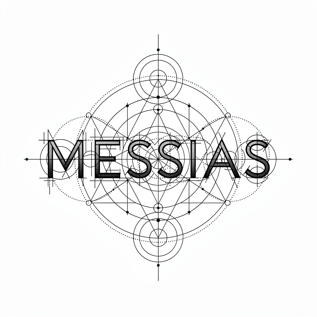 Geometric-inspired Aetherflux tattoo design of the name Messias on a white background.