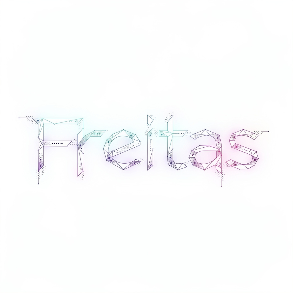 Geometric light-effect tattoo design spelling Freitas on a white background.