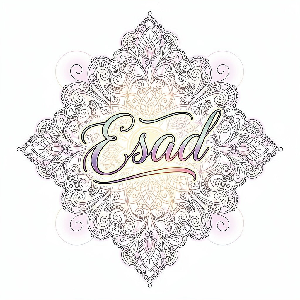 Ornamental luminous tattoo-style design featuring the name Esad in intricate linework.