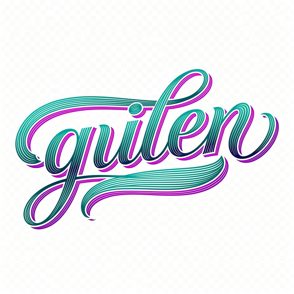 AI-Original-Style luminous linework tattoo design of the name Guler.