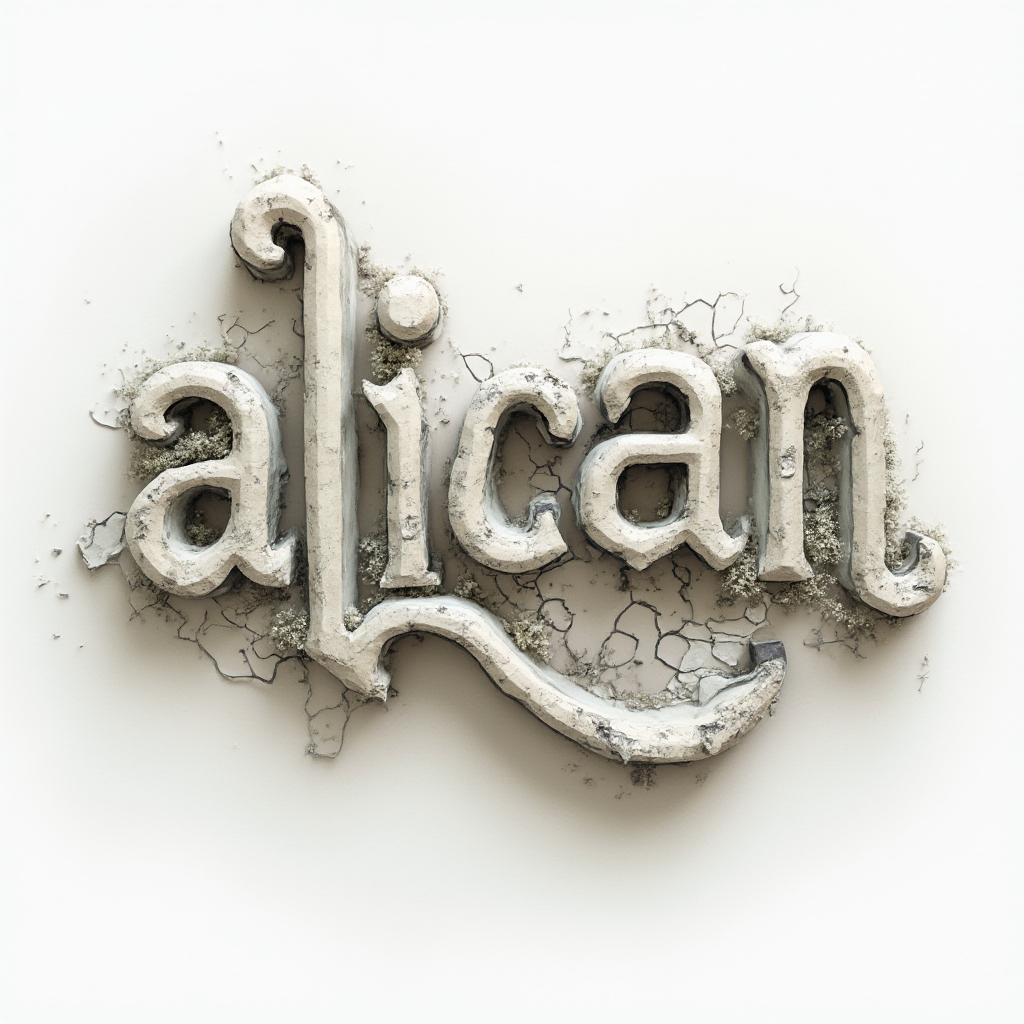 Surrealism-inspired tattoo concept where the name alican is formed from twisting, impossible architectural and organic letter shapes on a white background.