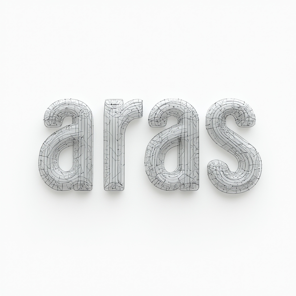 Geometric linework tattoo concept where the name aras is formed by interlocking 3D monoline shapes on white background.