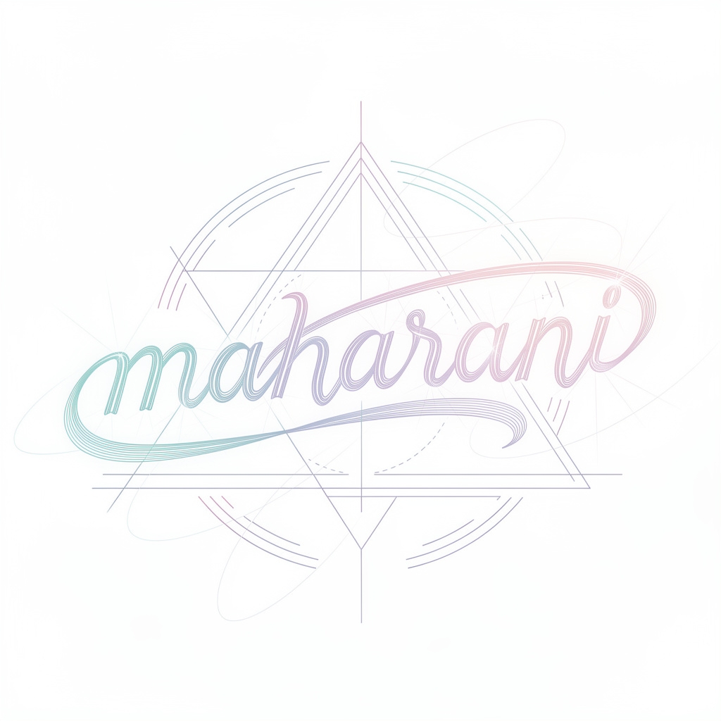 Aurora-Flux style Maharani name tattoo with glowing gradient lettering on white.