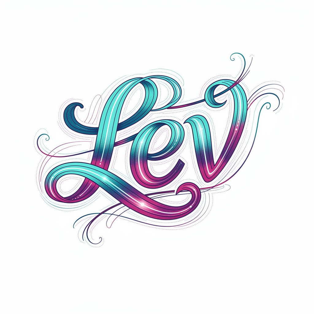 AuroraGlyph style tattoo design forming the name Lev