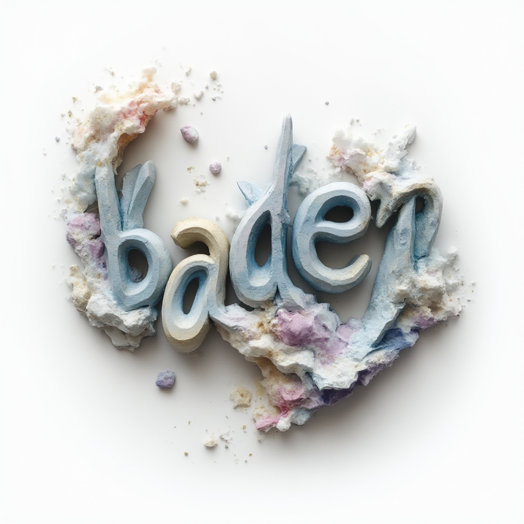 Surreal dreamscape tattoo concept of the name bader as abstract morphing letters.