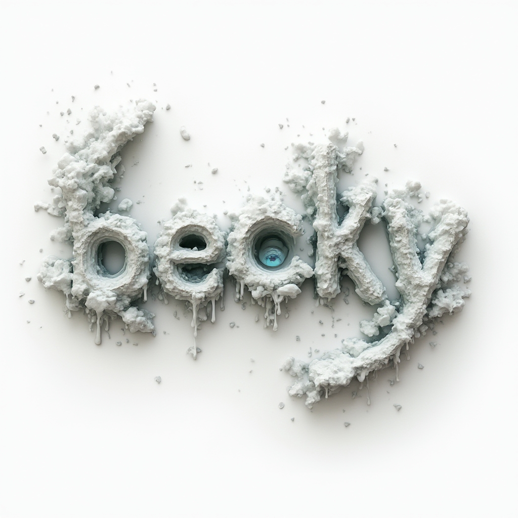 surreal dreamlike tattoo concept where the word becky is made of melting morphing letters on a white background