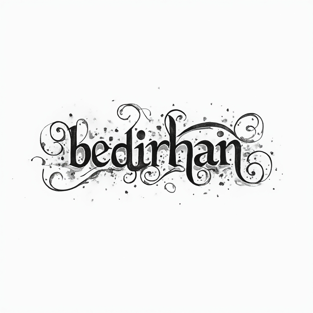 Ornamental black ink lettering forming the name bedirhan on a white background.