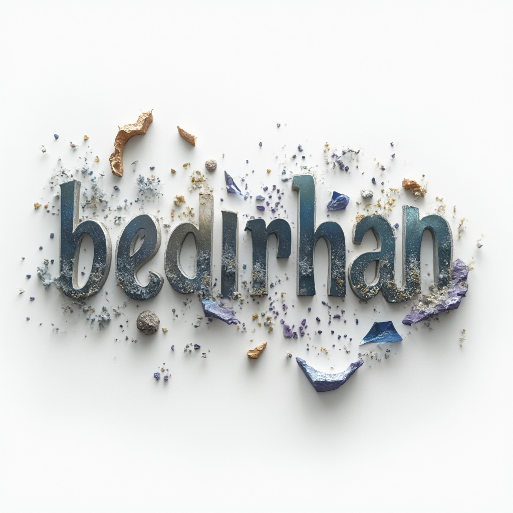 Surreal abstract lettering forming the name bedirhan on a white background.