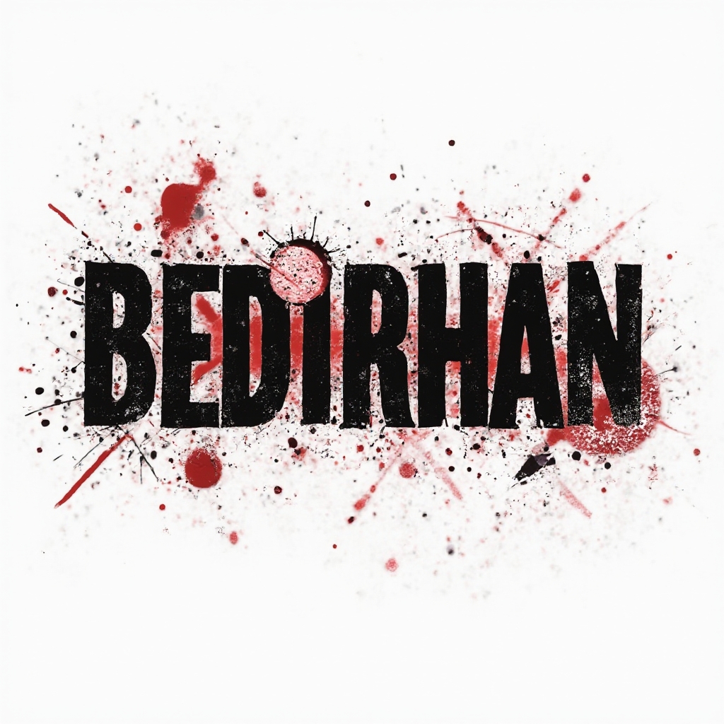Trash Polka-inspired black and red abstract lettering of the name bedirhan on white.