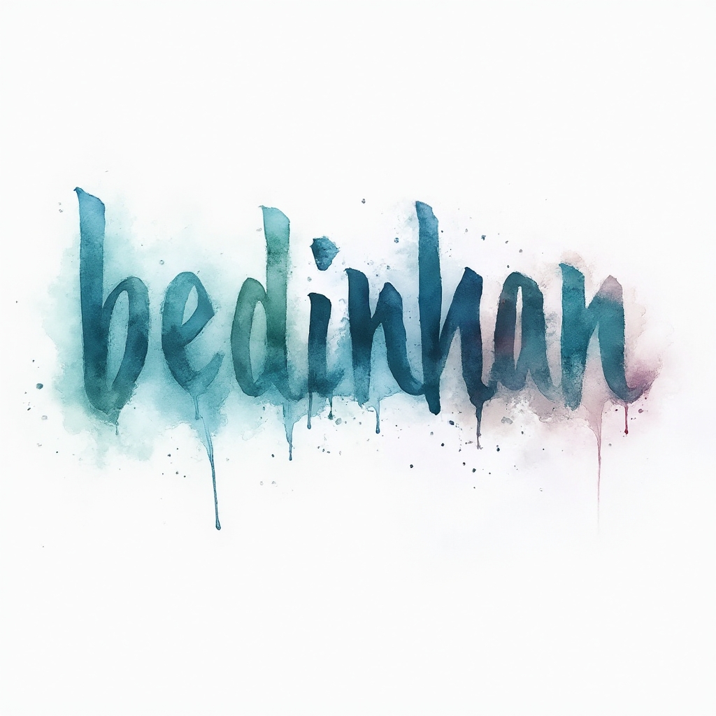 Watercolor-style abstract lettering forming the name bedirhan on a white background.