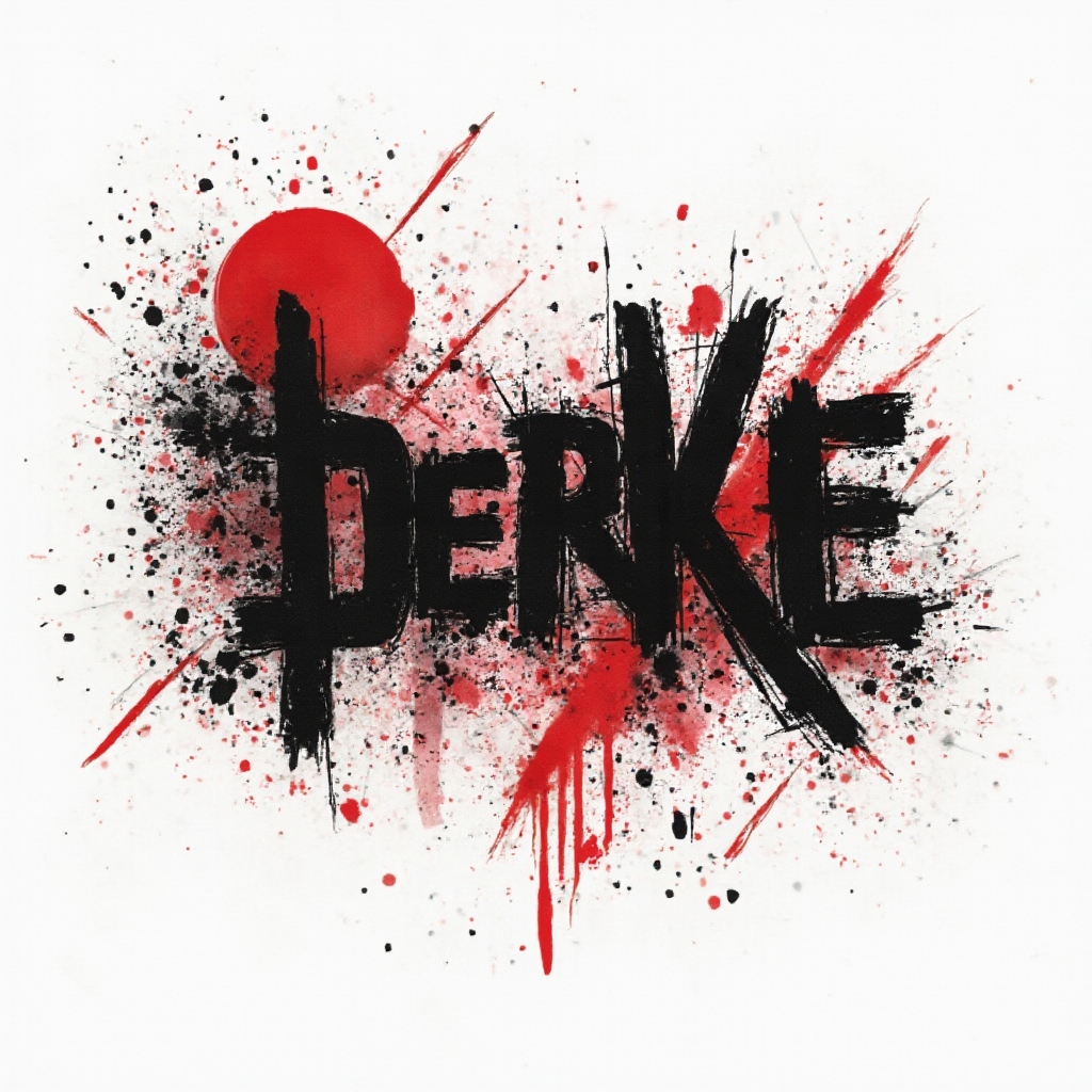 Trash Polka tattoo concept with the name berke in bold black and red graphic lettering on a white background