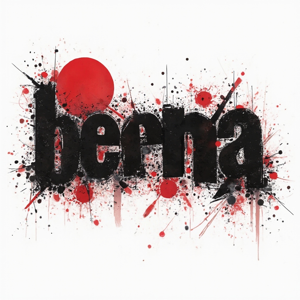 Bold black and red trash polka style lettering forming the name berna on a white background