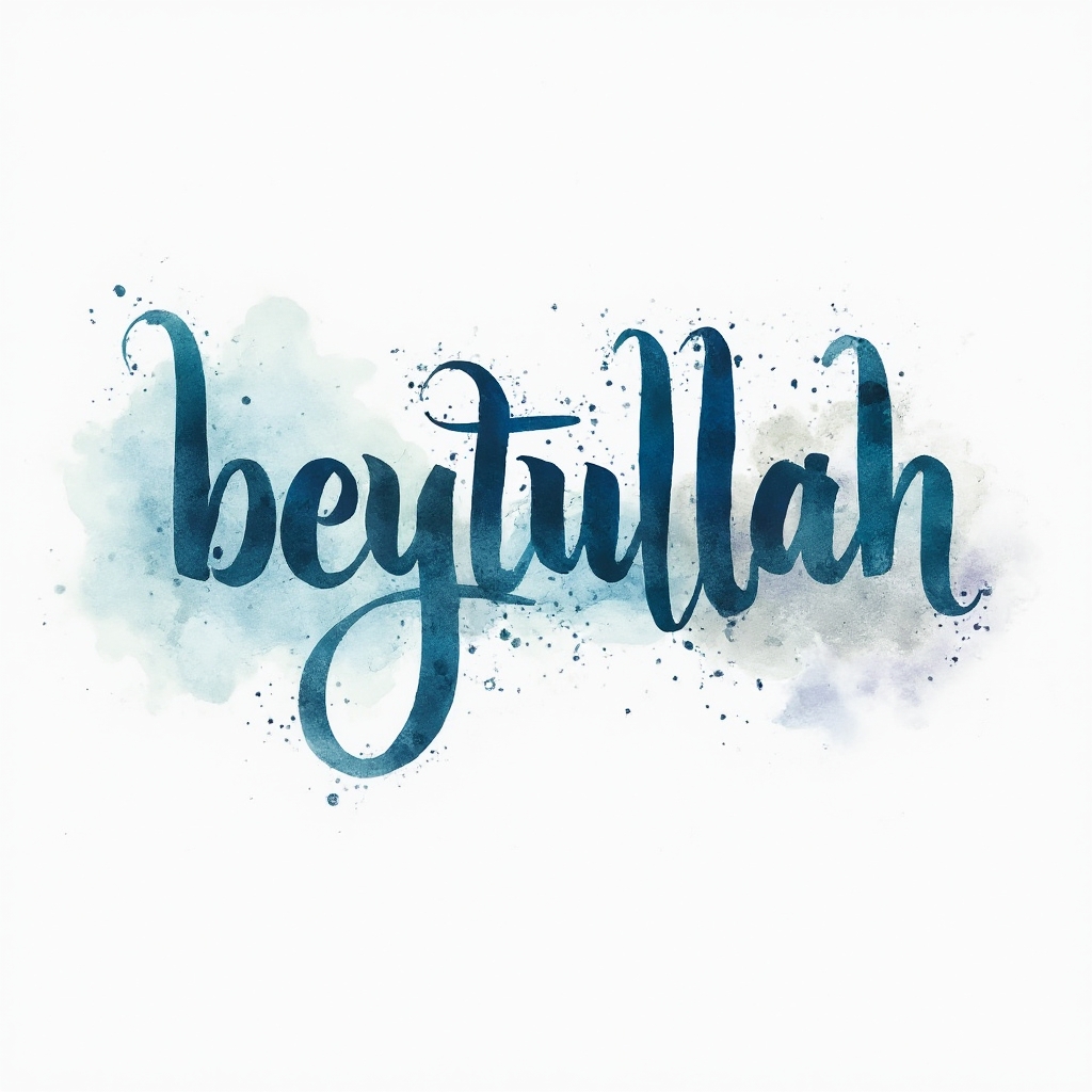 Watercolor splash tattoo concept featuring the name beytullah as fluid colorful lettering on white background