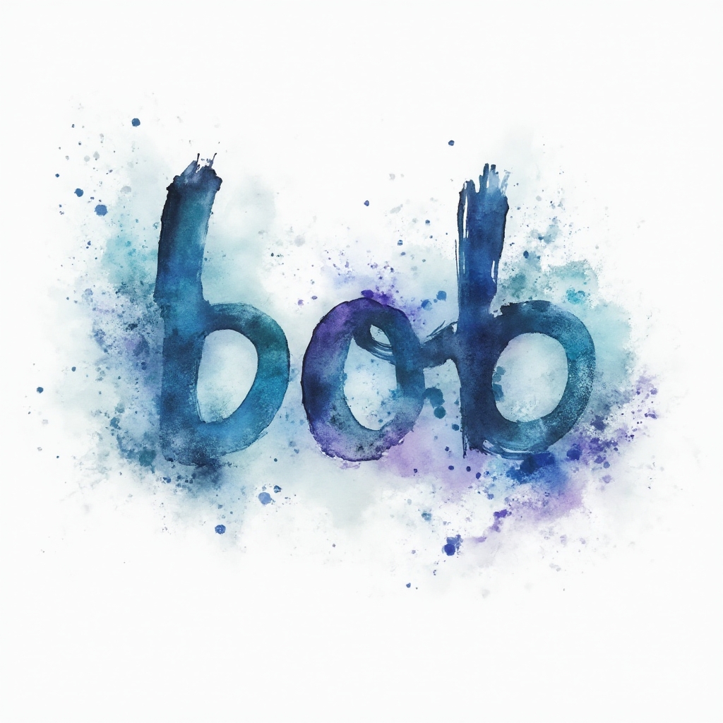 Watercolor tattoo concept where the name bob is formed by flowing colorful brushstrokes on a white background.
