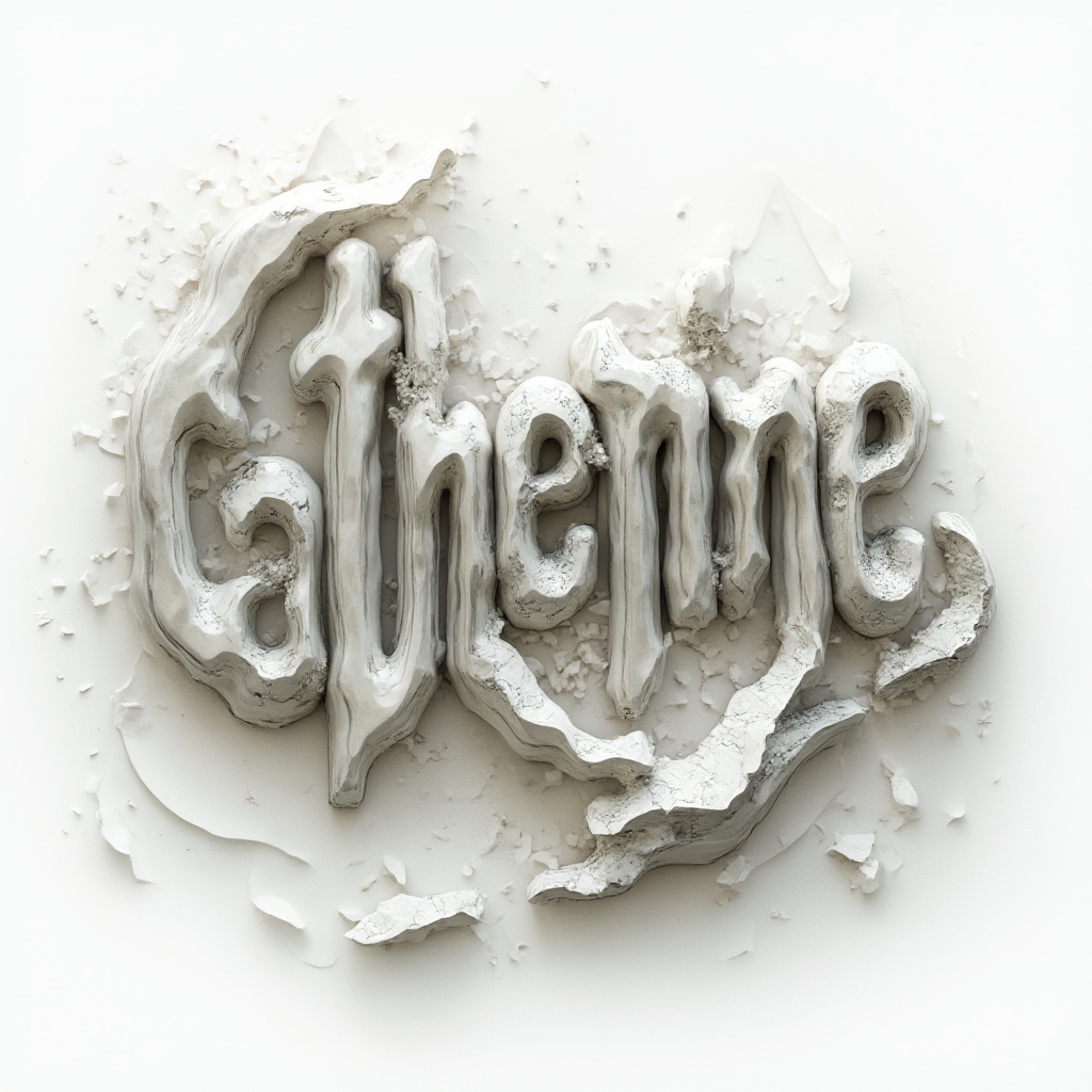 The name catherine shaped into surreal, melting and interlocking letterforms on a white background.