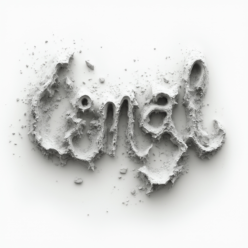 Surreal tattoo concept of the name cemal as impossible dreamlike structures on a white background.