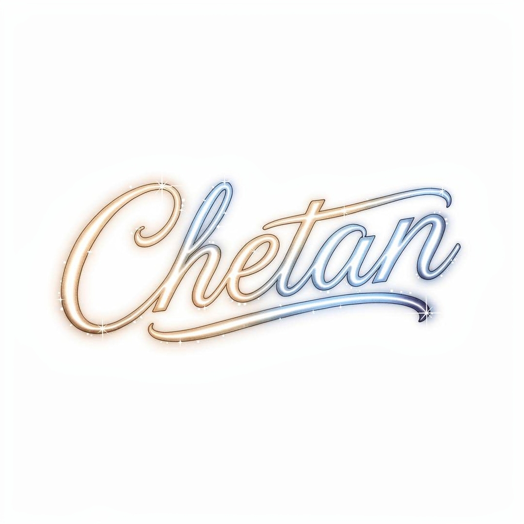 LuminaScript glowing-line tattoo design of the name Chetan