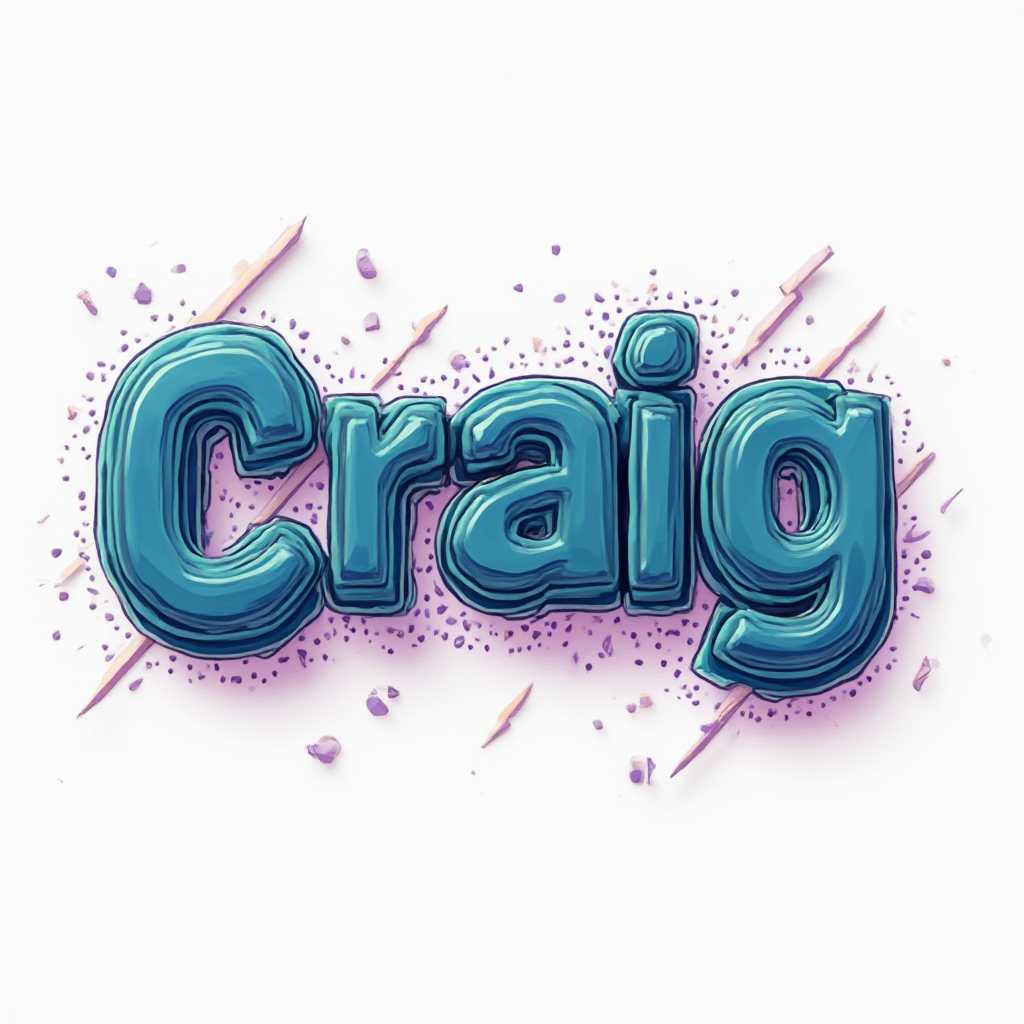 Dynamic dimensional tattoo concept with the name craig in bold, colorful stylized lettering on a white background.