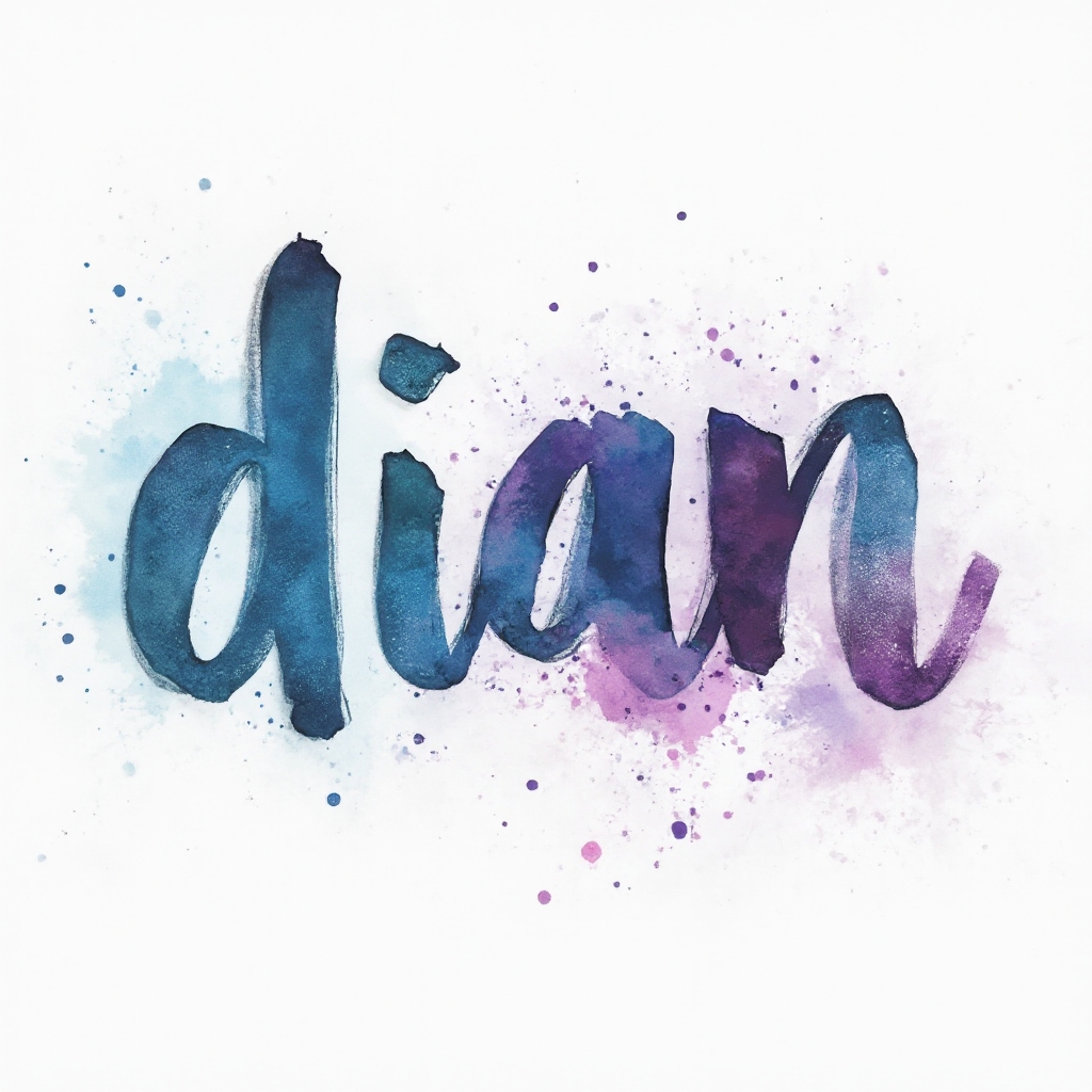 Watercolor tattoo concept where the name dian is formed from flowing colorful ink strokes on a white background.