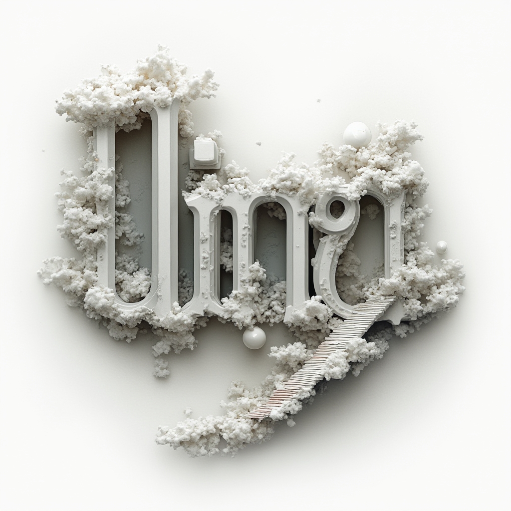 Surreal tattoo design where the name dina appears as impossible floating architectural letters on a white background