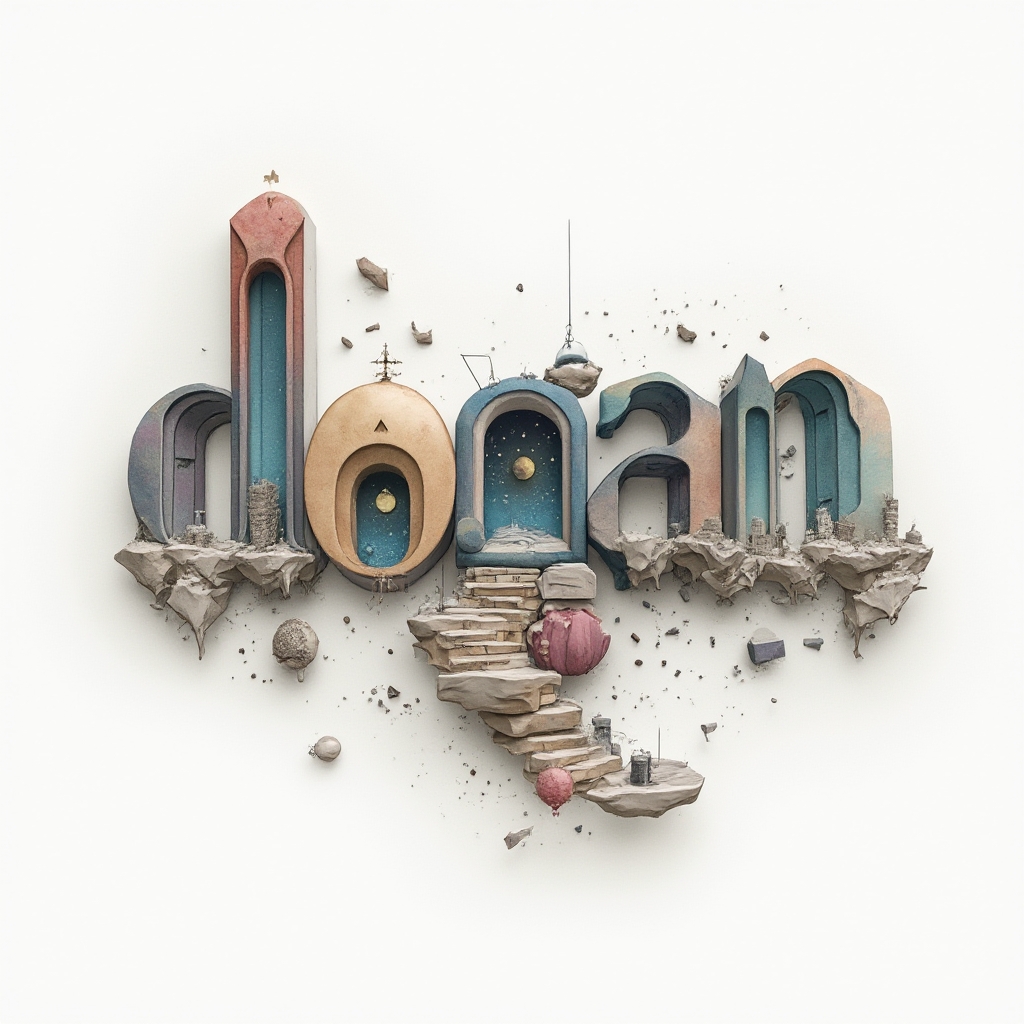 Surreal abstract tattoo design turning the name dogan into floating impossible shapes