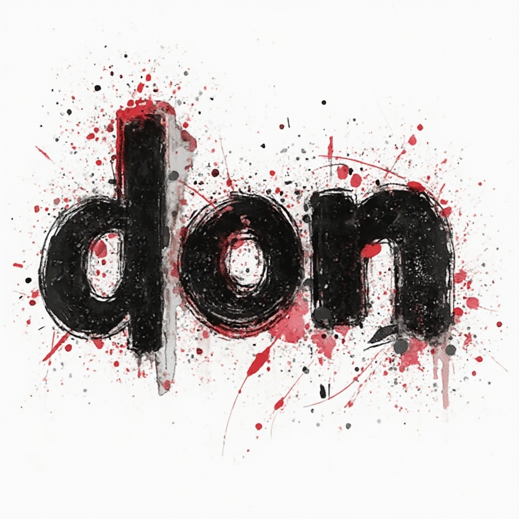 Trash Polka tattoo design of the name don formed with bold black strokes and red splashes on a white background.