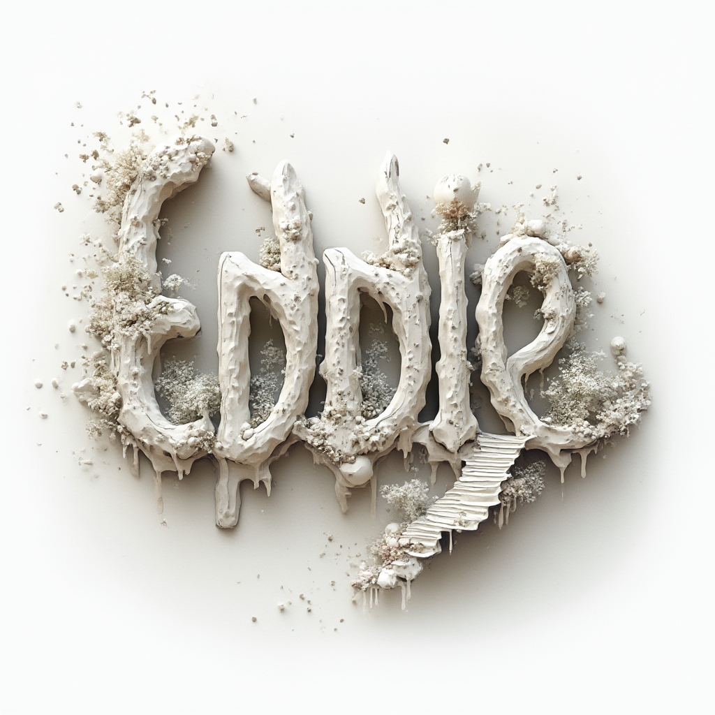 Surreal, dreamlike architectural forms and ribbons that merge into the letters of the name eddie on a white background.