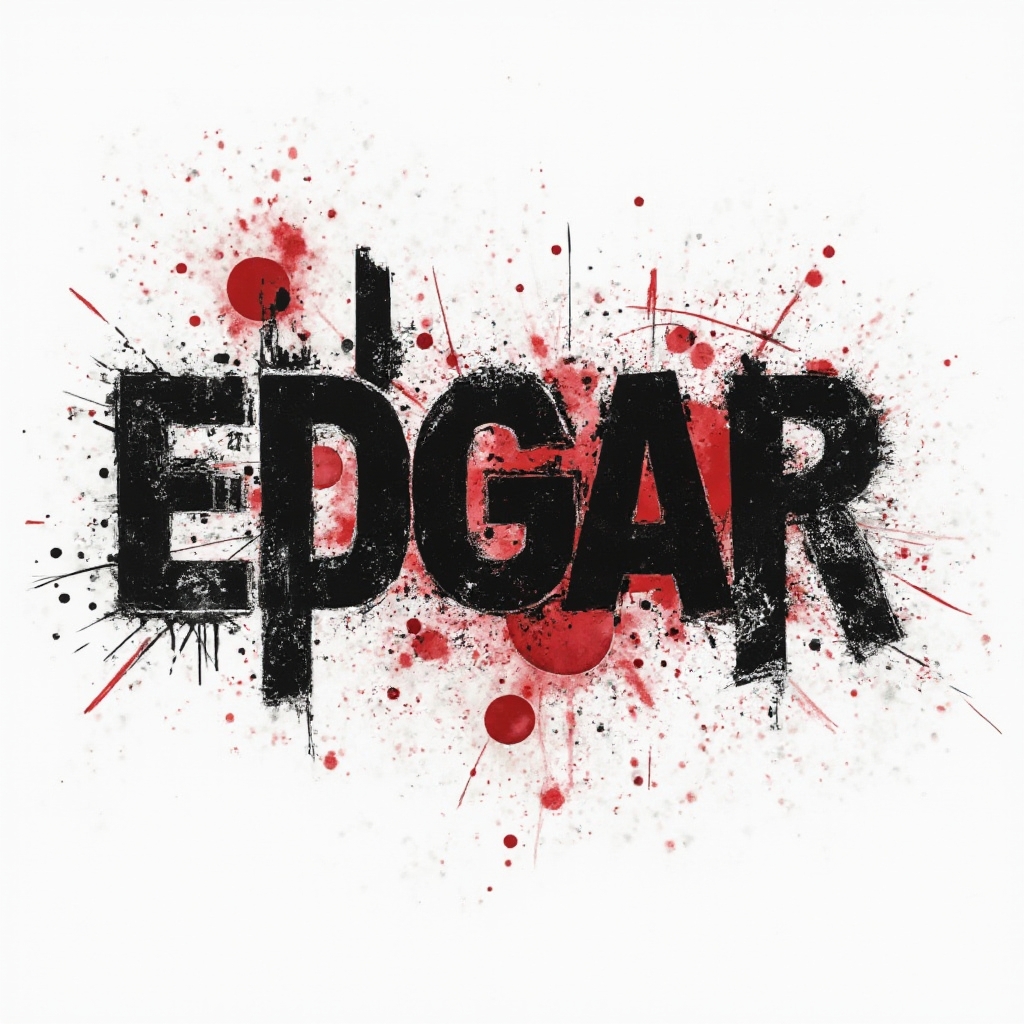 Trash Polka tattoo concept where the name edgar is created from bold black strokes and red splashes on white