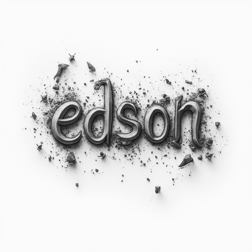 Surreal tattoo concept with the name edson emerging from abstract dreamlike shapes on a white background