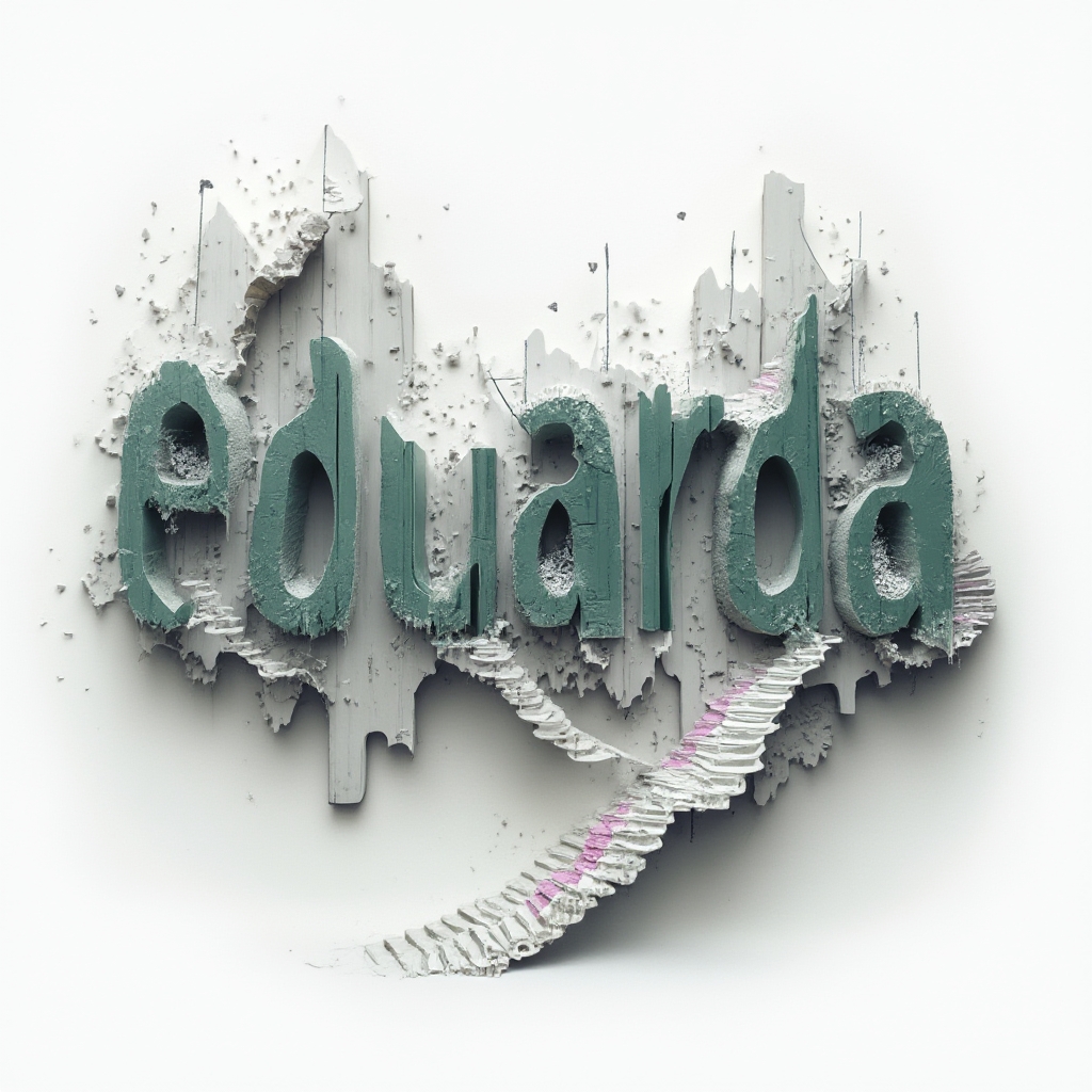 Surreal abstract architectural tattoo design where the word eduarda forms impossible structures on a white background.