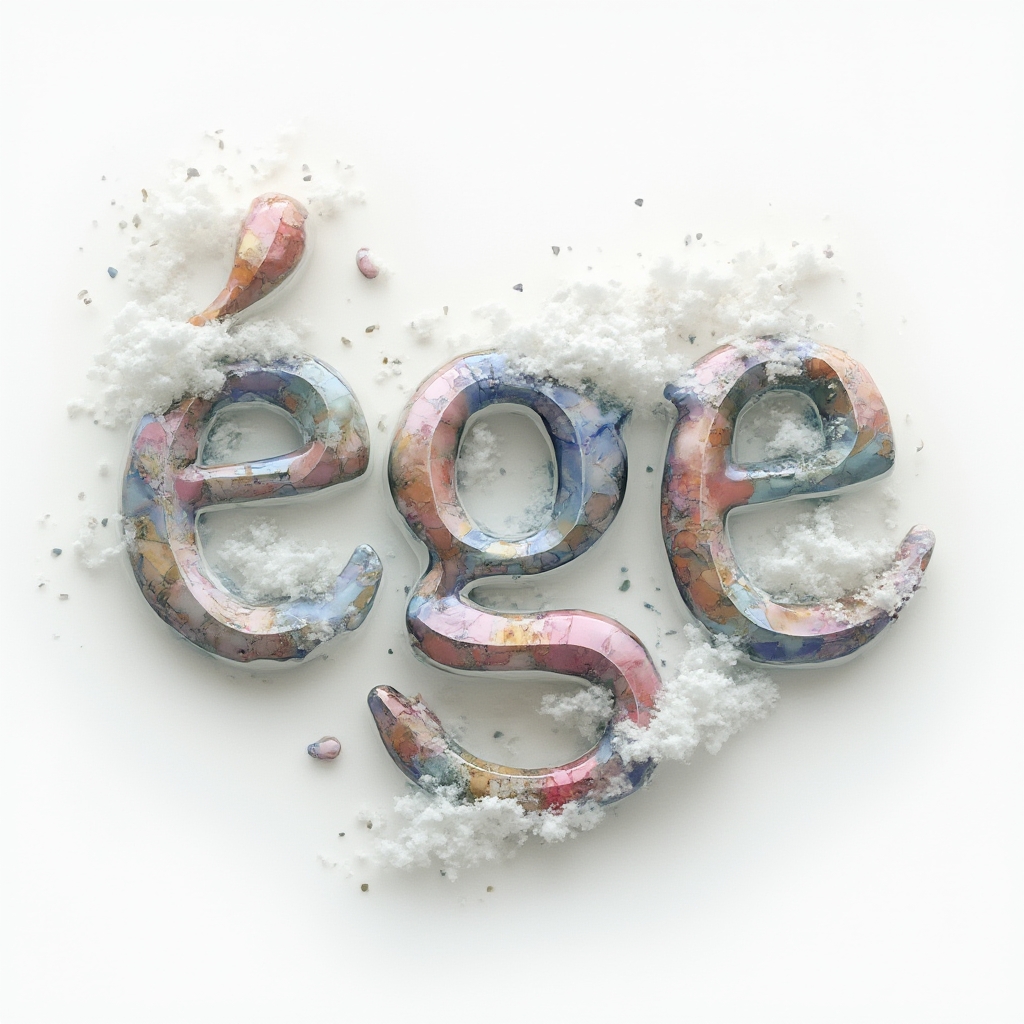 Surreal abstract tattoo concept where the name ege becomes fluid, dreamlike shapes and impossible geometry on a white background.