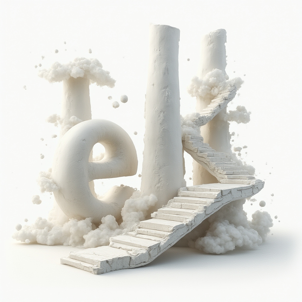 Surreal tattoo concept where the name eli is built from impossible, dreamlike architectural forms on a white background.