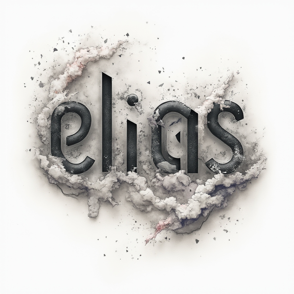 Surreal tattoo concept of the name elias with warped, melting letters on a white background.