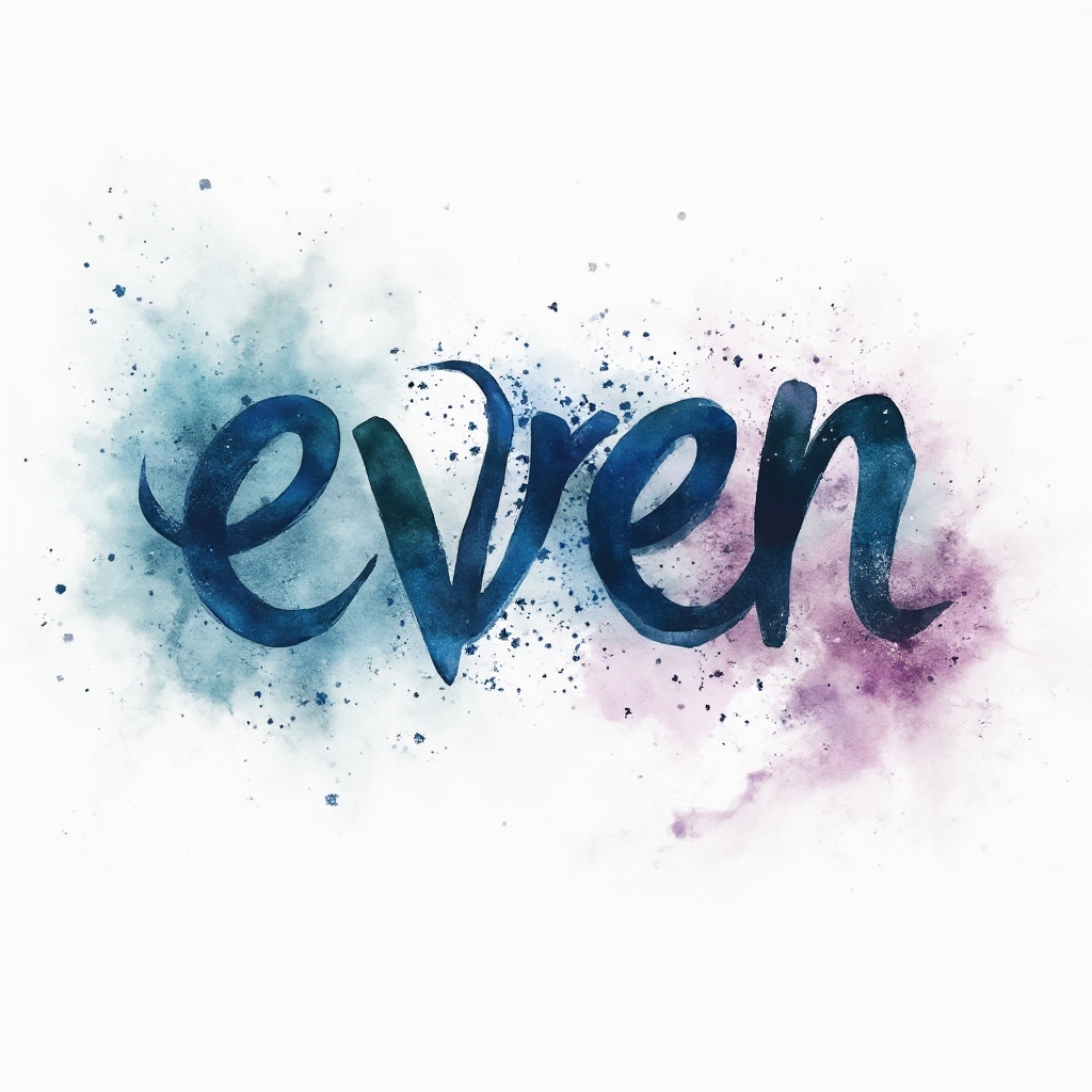 watercolor-style abstract lettering tattoo concept of the name evren on a white background
