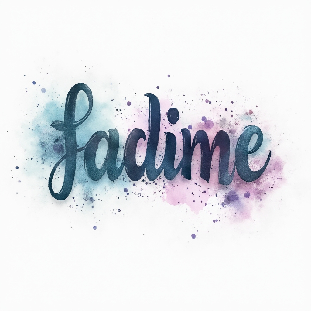 Watercolor-style tattoo design where the name fadime is formed from colorful ink washes and splashes on a white background.