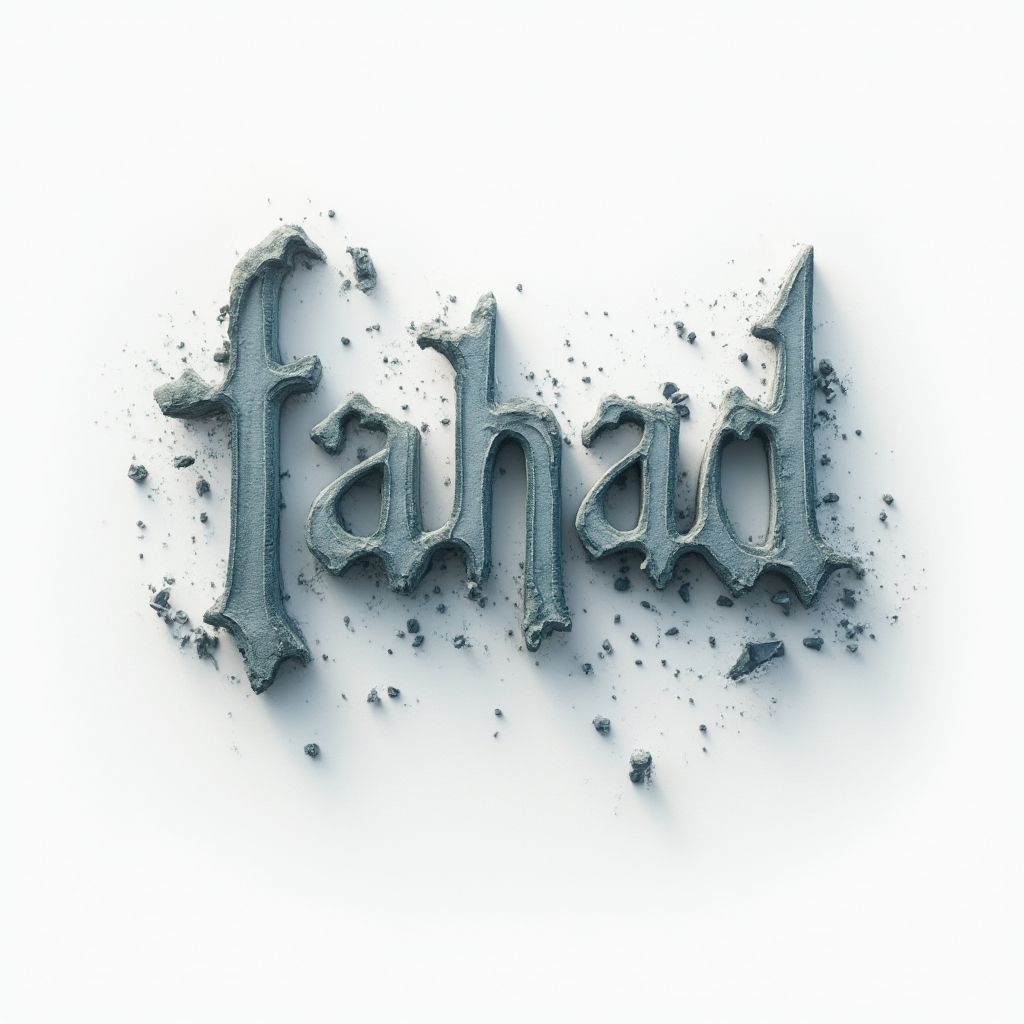 Surreal tattoo concept where the name fahad is made of dreamlike melting letter structures on a white background.