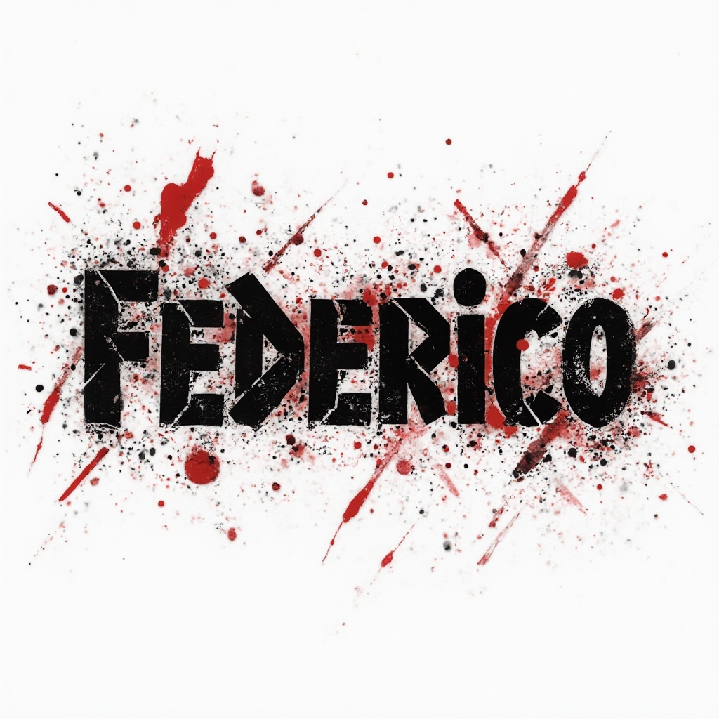 Bold Trash Polka-style black and red lettering forming the name federico on a white background
