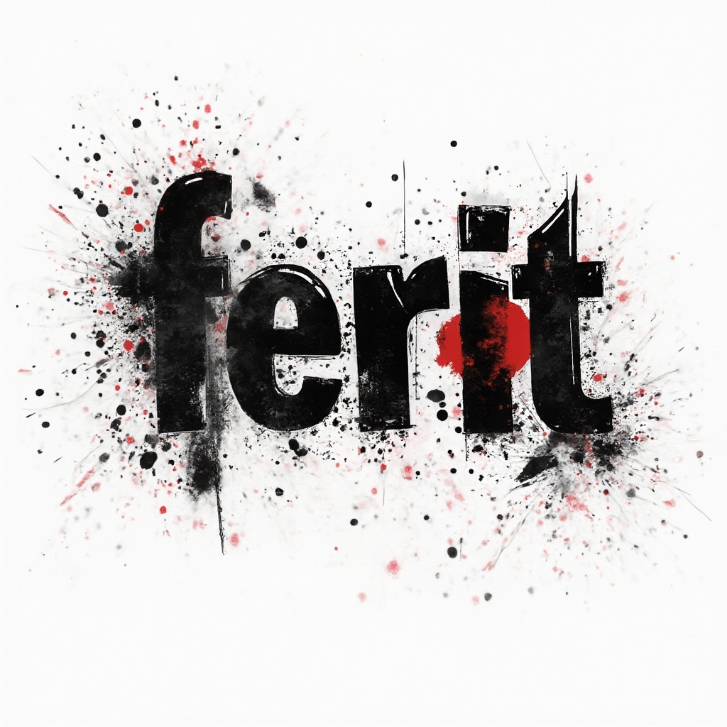 Trash Polka-inspired fragmented black and red abstract lettering of the name ferit on a white background.