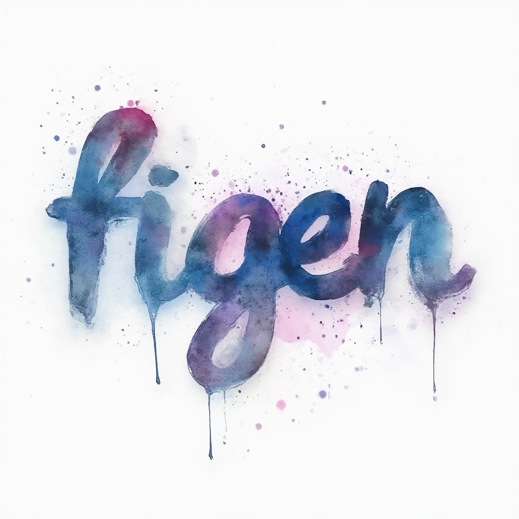 Colorful watercolor-style abstract lettering forming the name figen on a white background