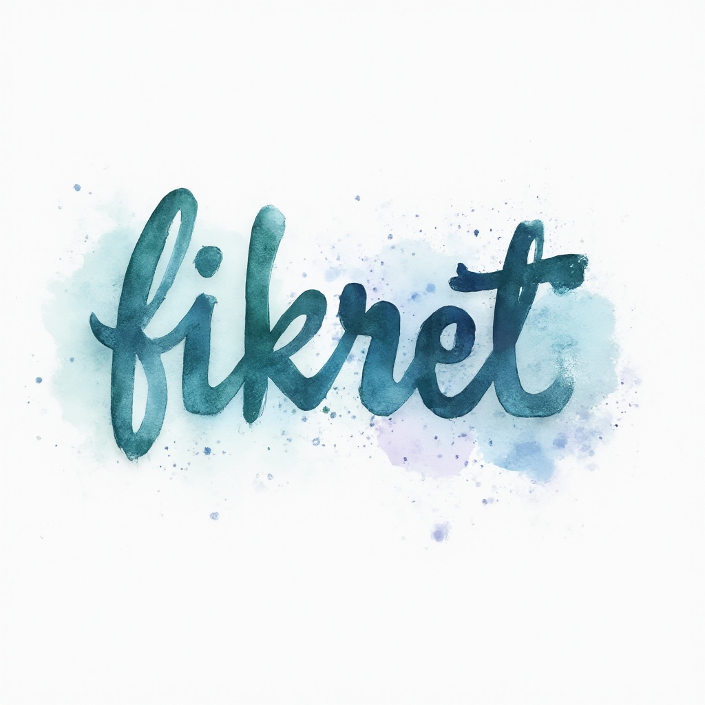 Watercolor-style artistic rendering of the name fikret in flowing colorful brushstroke letters on a white background