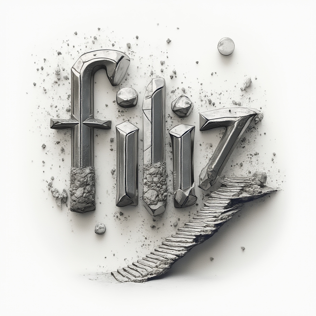 Surreal tattoo art where the name filiz forms dreamlike impossible structures on a white background