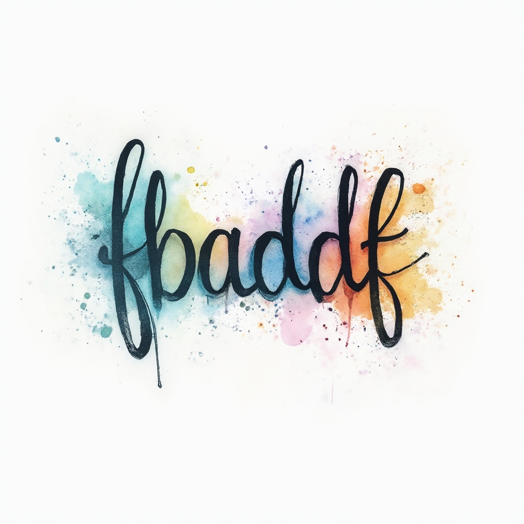 Watercolor tattoo concept where the name flavio is formed from flowing colorful ink strokes on a white background