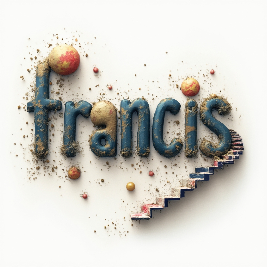 Surreal tattoo concept where the name francis is formed by dreamlike, impossible shapes on a white background.