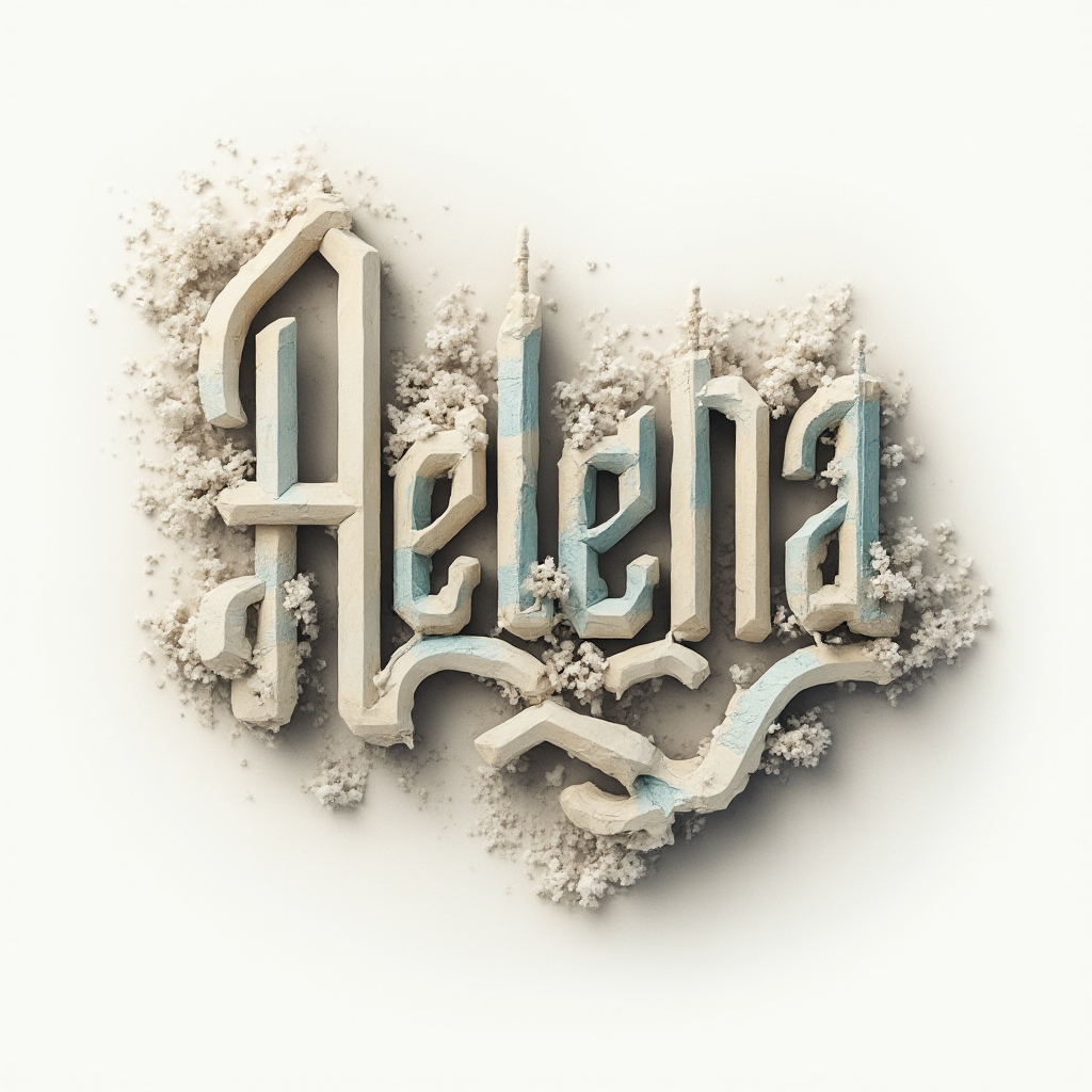 Surreal tattoo concept with the name helena transformed into warped, dreamlike letterforms on a white background