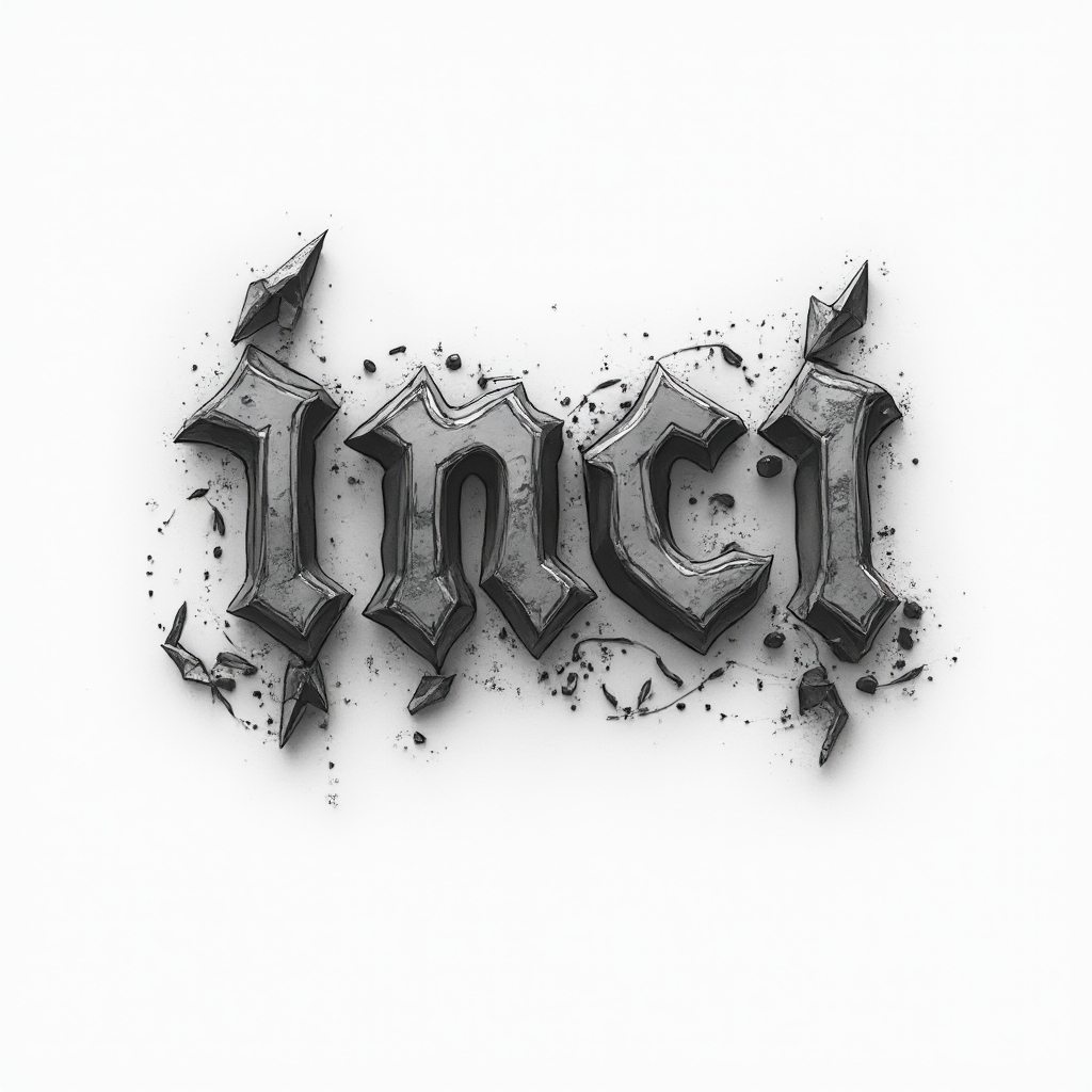 bold monochrome tattoo concept of the name inci in sculpted graphic lettering on white background
